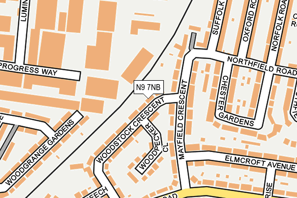 N9 7NB map - OS OpenMap – Local (Ordnance Survey)