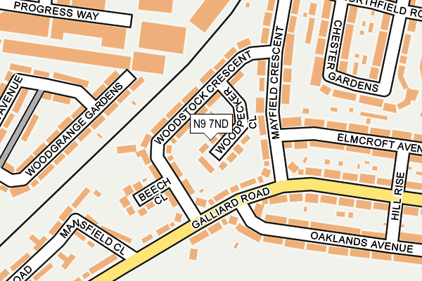 N9 7ND map - OS OpenMap – Local (Ordnance Survey)