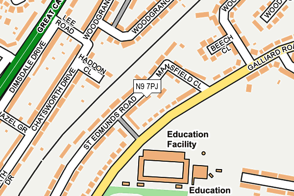 N9 7PJ map - OS OpenMap – Local (Ordnance Survey)