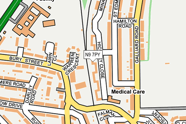N9 7PY map - OS OpenMap – Local (Ordnance Survey)