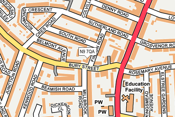 N9 7QA map - OS OpenMap – Local (Ordnance Survey)