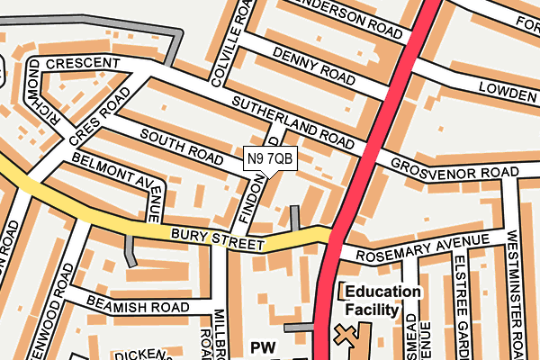 N9 7QB map - OS OpenMap – Local (Ordnance Survey)