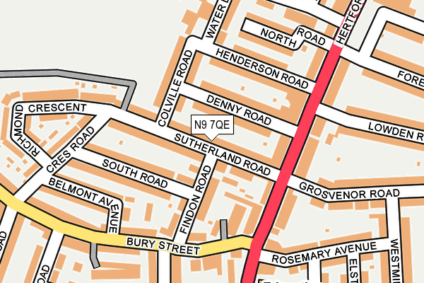N9 7QE map - OS OpenMap – Local (Ordnance Survey)