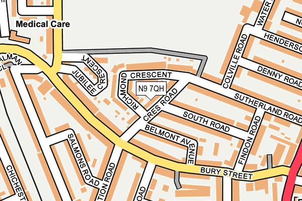 N9 7QH map - OS OpenMap – Local (Ordnance Survey)