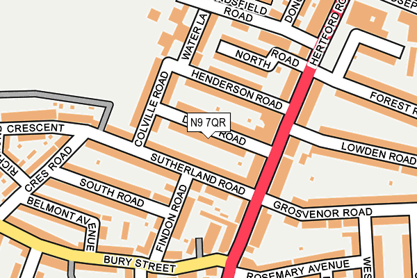 N9 7QR map - OS OpenMap – Local (Ordnance Survey)