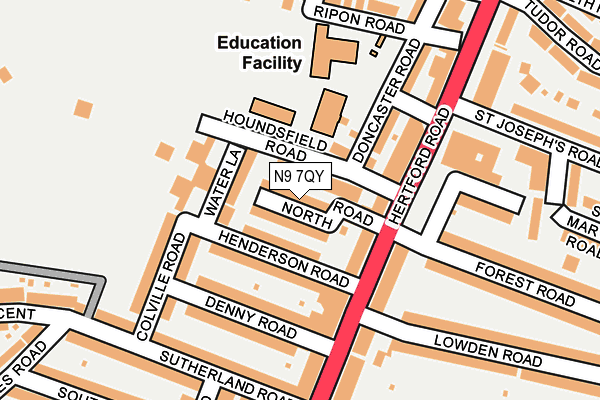 N9 7QY map - OS OpenMap – Local (Ordnance Survey)