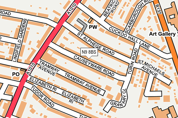 N9 8BS map - OS OpenMap – Local (Ordnance Survey)