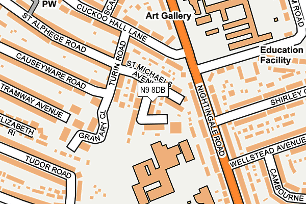 N9 8DB map - OS OpenMap – Local (Ordnance Survey)