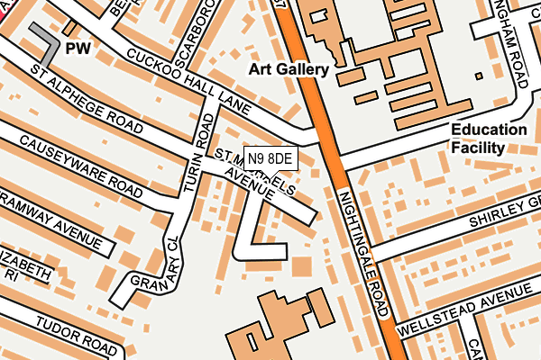 N9 8DE map - OS OpenMap – Local (Ordnance Survey)