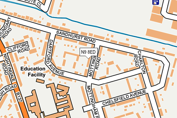 N9 8ED map - OS OpenMap – Local (Ordnance Survey)