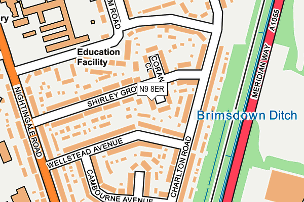 N9 8ER map - OS OpenMap – Local (Ordnance Survey)