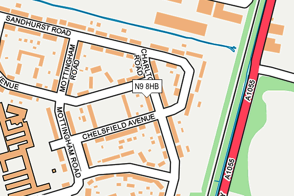 N9 8HB map - OS OpenMap – Local (Ordnance Survey)
