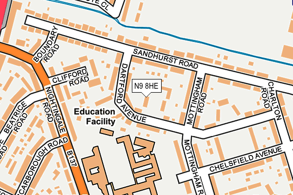 N9 8HE map - OS OpenMap – Local (Ordnance Survey)
