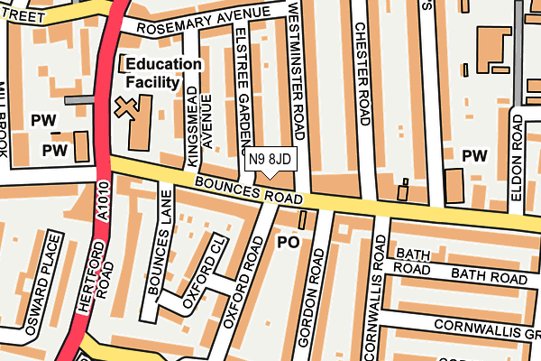 N9 8JD map - OS OpenMap – Local (Ordnance Survey)