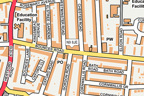 N9 8JE map - OS OpenMap – Local (Ordnance Survey)