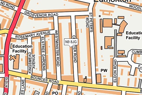 N9 8JG map - OS OpenMap – Local (Ordnance Survey)