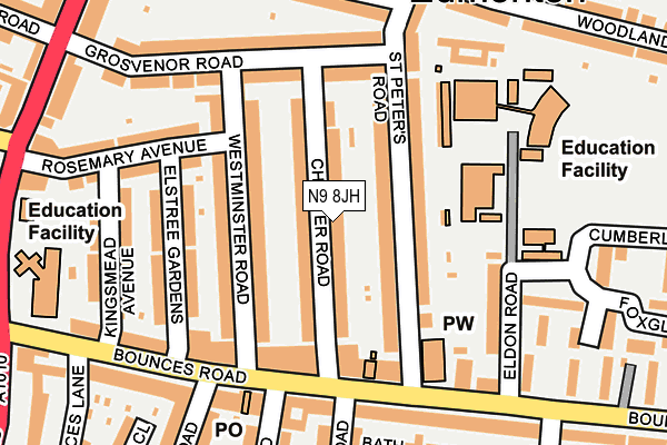 N9 8JH map - OS OpenMap – Local (Ordnance Survey)