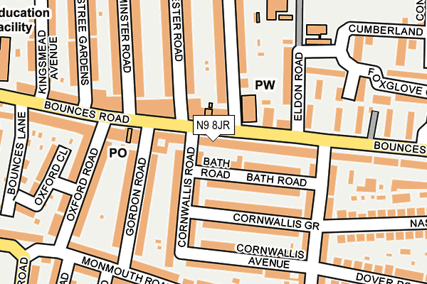 N9 8JR map - OS OpenMap – Local (Ordnance Survey)