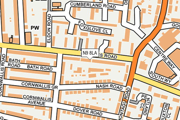 N9 8LA map - OS OpenMap – Local (Ordnance Survey)