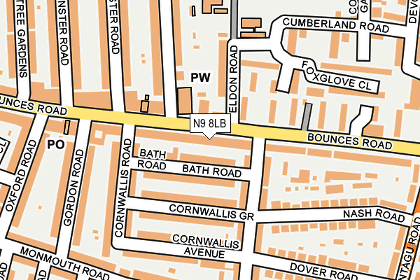 N9 8LB map - OS OpenMap – Local (Ordnance Survey)
