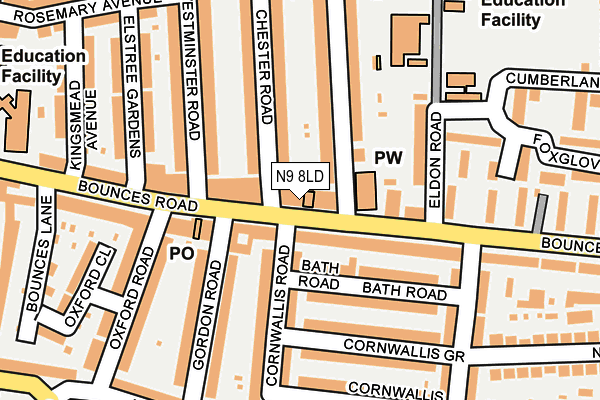 N9 8LD map - OS OpenMap – Local (Ordnance Survey)