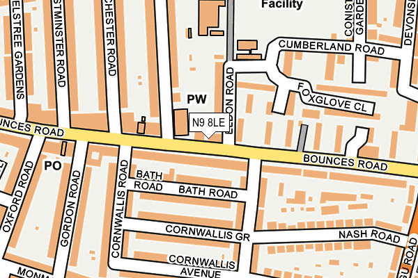 N9 8LE map - OS OpenMap – Local (Ordnance Survey)