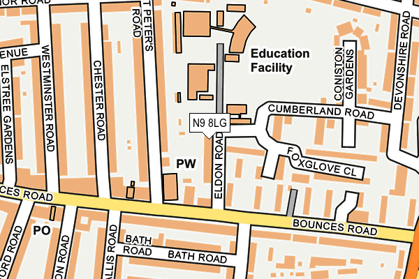 N9 8LG map - OS OpenMap – Local (Ordnance Survey)