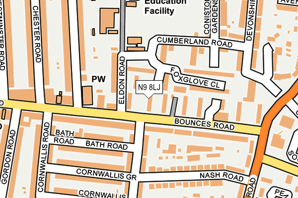N9 8LJ map - OS OpenMap – Local (Ordnance Survey)