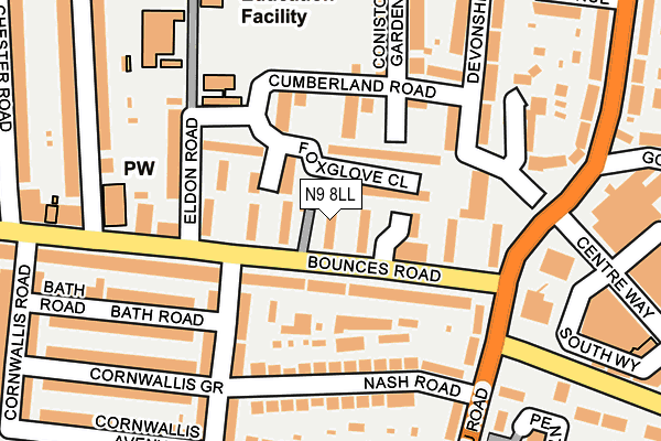 N9 8LL map - OS OpenMap – Local (Ordnance Survey)