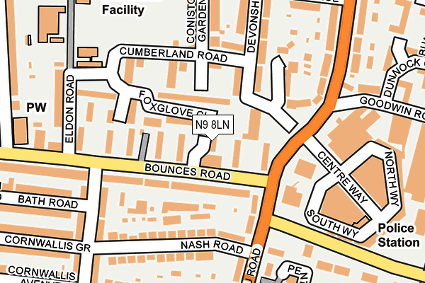 N9 8LN map - OS OpenMap – Local (Ordnance Survey)