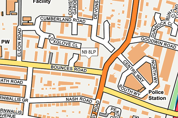 N9 8LP map - OS OpenMap – Local (Ordnance Survey)