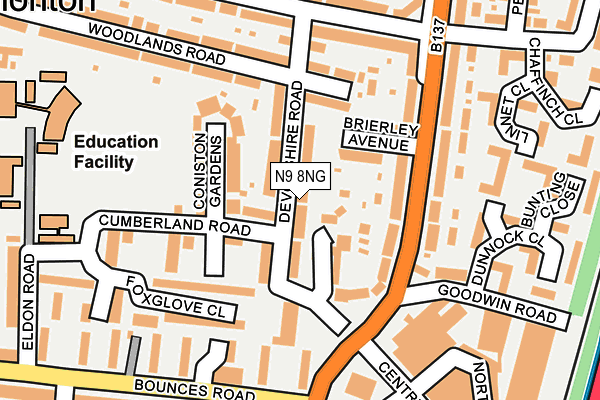 N9 8NG map - OS OpenMap – Local (Ordnance Survey)