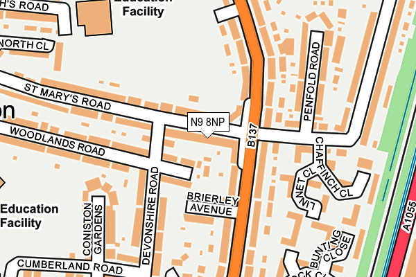 N9 8NP map - OS OpenMap – Local (Ordnance Survey)