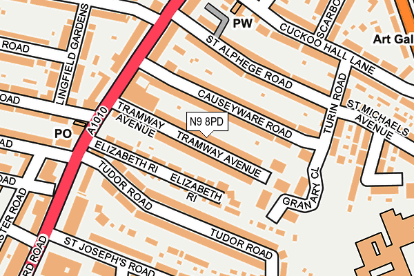 N9 8PD map - OS OpenMap – Local (Ordnance Survey)