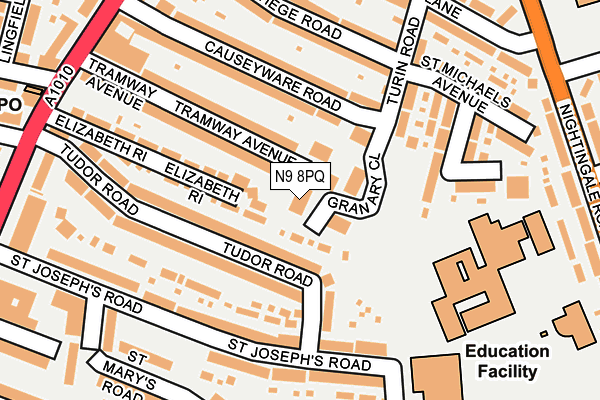 N9 8PQ map - OS OpenMap – Local (Ordnance Survey)