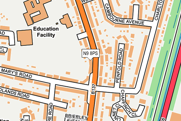 N9 8PS map - OS OpenMap – Local (Ordnance Survey)