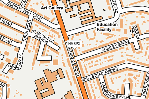 N9 8PX map - OS OpenMap – Local (Ordnance Survey)