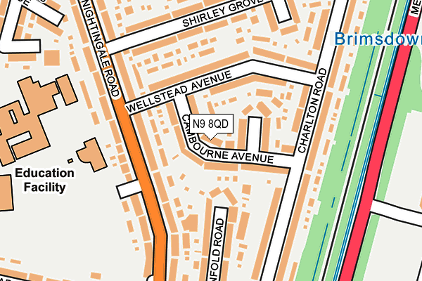 N9 8QD map - OS OpenMap – Local (Ordnance Survey)