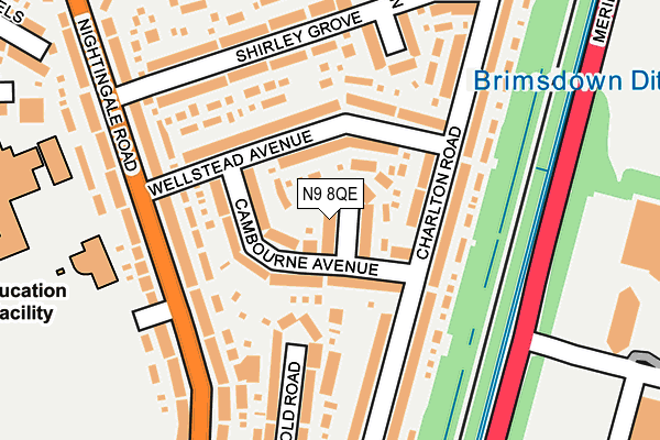 N9 8QE map - OS OpenMap – Local (Ordnance Survey)