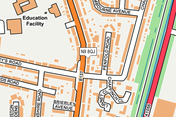 N9 8QJ map - OS OpenMap – Local (Ordnance Survey)