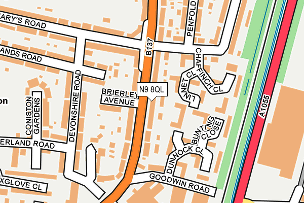 N9 8QL map - OS OpenMap – Local (Ordnance Survey)