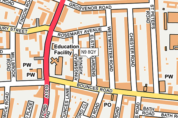 N9 8QY map - OS OpenMap – Local (Ordnance Survey)