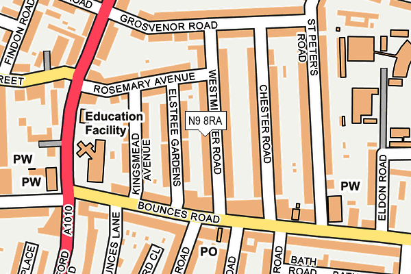 N9 8RA map - OS OpenMap – Local (Ordnance Survey)