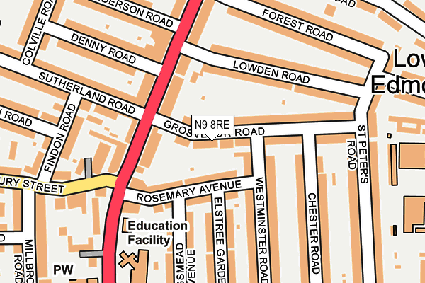 N9 8RE map - OS OpenMap – Local (Ordnance Survey)