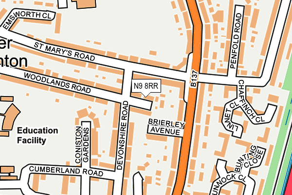 N9 8RR map - OS OpenMap – Local (Ordnance Survey)