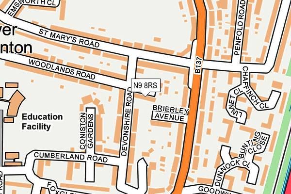 N9 8RS map - OS OpenMap – Local (Ordnance Survey)