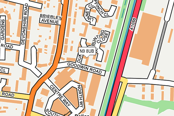 N9 8UB map - OS OpenMap – Local (Ordnance Survey)
