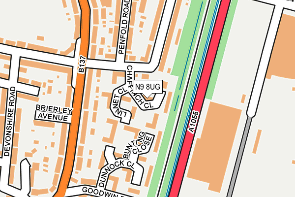 N9 8UG map - OS OpenMap – Local (Ordnance Survey)
