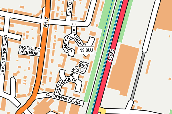 N9 8UJ map - OS OpenMap – Local (Ordnance Survey)