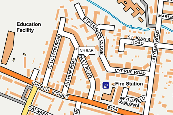 N9 9AB map - OS OpenMap – Local (Ordnance Survey)